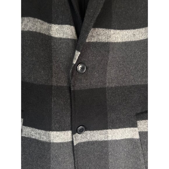 ZARA Womens Medium Gray & Black Plaid Wool Blend Coat - Picture 5 of 16